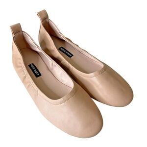 Nine West Leather Slip On Greige Ballerina Preppy Round Toe Flats Cottagecore 7M